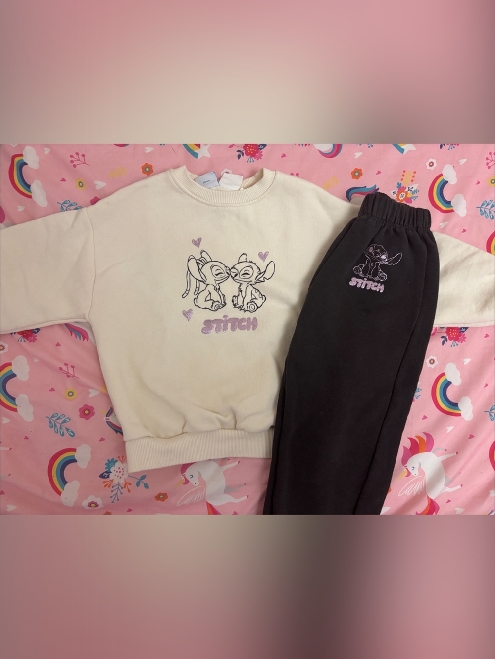 Zara Cream Sweatshirt and Black Stitch Joggers